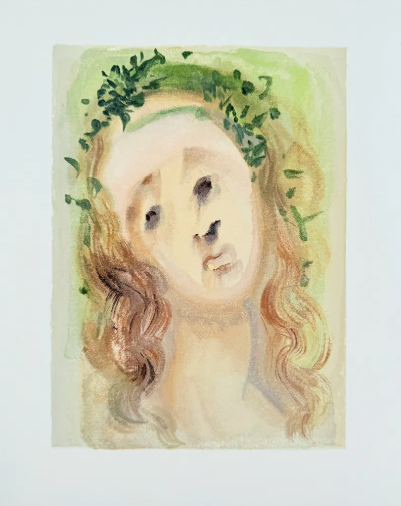 Woodcut Dali - The Purgatory, Canto 10 - Virgil's Face