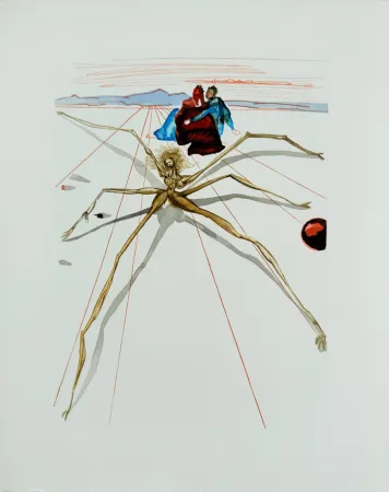 Woodcut Dali - The Purgatory, Canto 17 - Leaving the Terrace of Anger