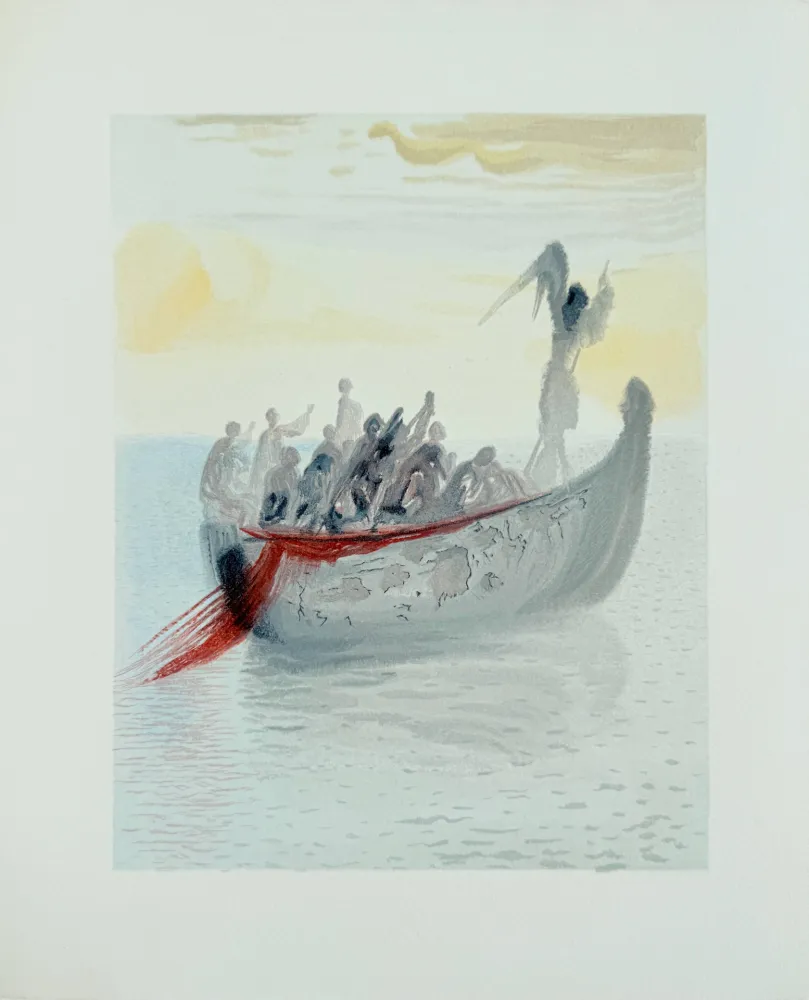 Woodcut Dali - The Purgatory, Canto 2 - La Barque du Nocher