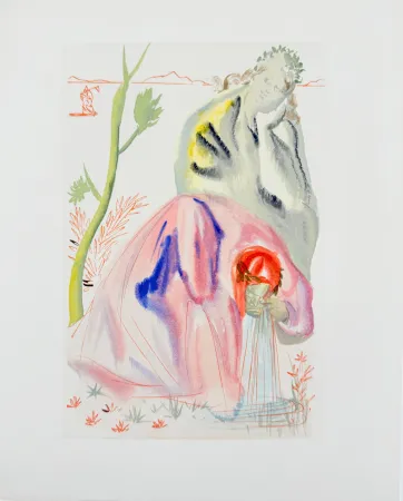 Woodcut Dali - The Purgatory, Canto 21 - The Source