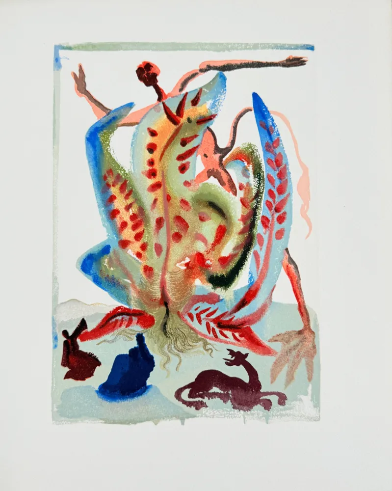 Woodcut Dali - The Purgatory, Canto 23 - Gluttony