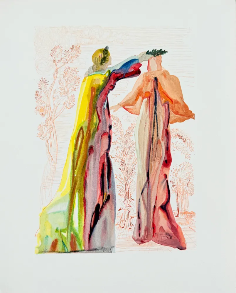 Woodcut Dali - The Purgatory, Canto 27 - The Last Words of Virgil