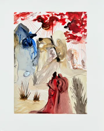 Woodcut Dali - The Purgatory, Canto 28  - The Divine Forest