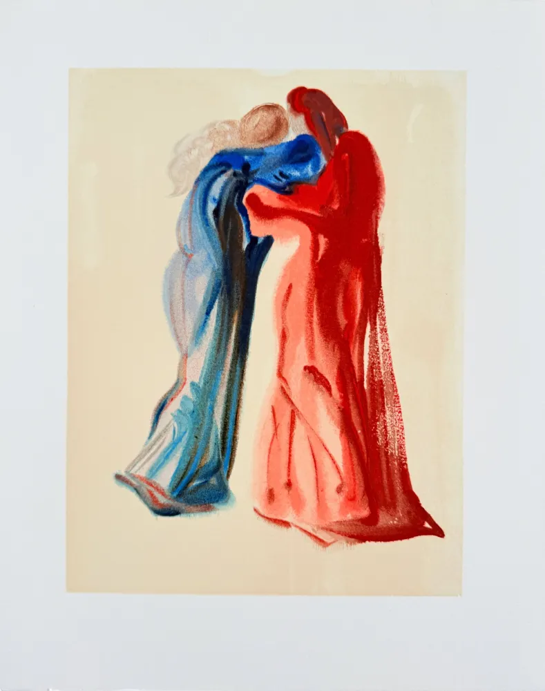 Woodcut Dali - The Purgatory, Canto 29 - Meeting of Dante and Beatrice