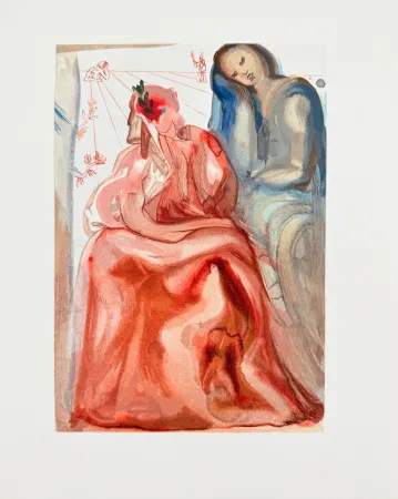 Woodcut Dali - The Purgatory, Canto 31 - Dante's Confession