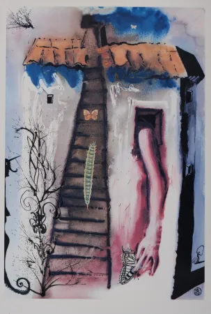 Rotogravure Dali - The Rabbit Sends in a Little Bill,  Alice au Pays des Merveilles, 1969