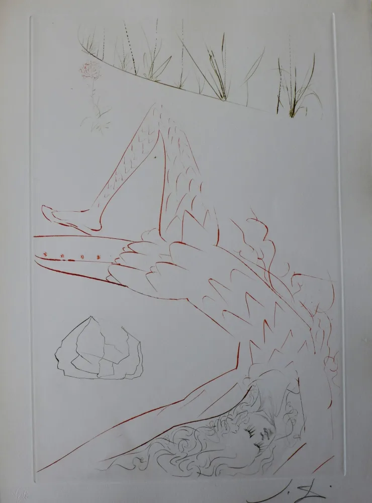 Etching Dali - Tristan et Iseult : Tristan blessé