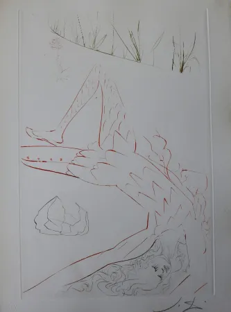 Etching Dali - Tristan et Iseult : Tristan blessé