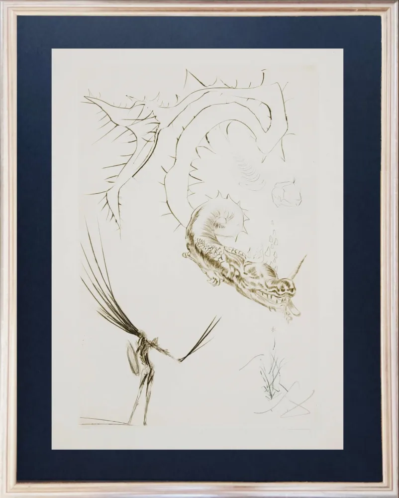 Engraving Dali - Tristram and the Dragon