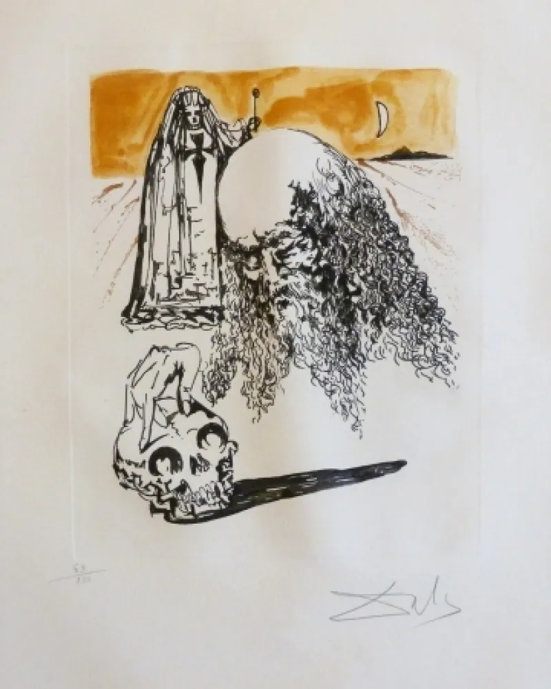 Etching And Aquatint Dali - Vieillard à la tête de mort