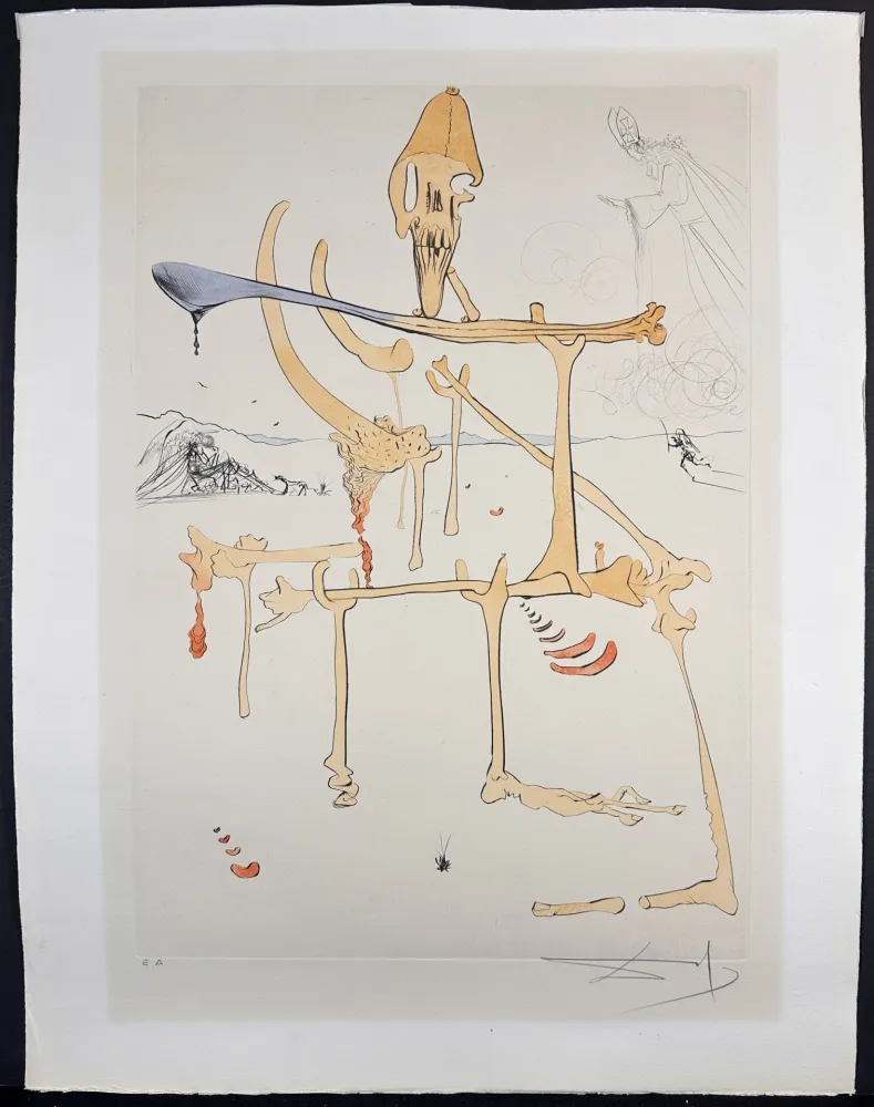 Etching Dali - Visions de Quevedo Paysage avec Squelette Landscape with Skeleton