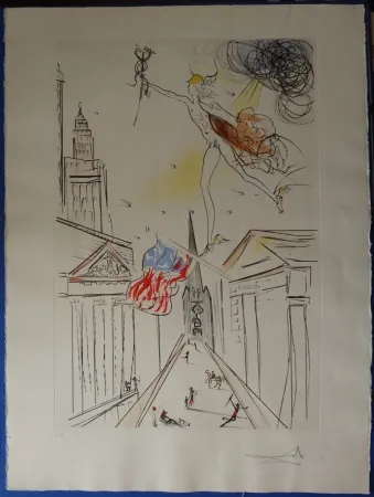 Engraving Dali - Vue de Wall Street