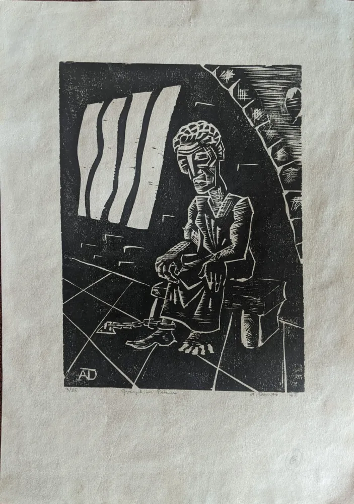 Woodcut Danto - Joseph in Prison