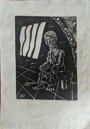 Woodcut Danto - Joseph in Prison
