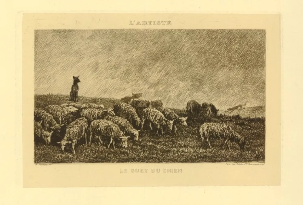 Etching Daubigny - Le guet du chien