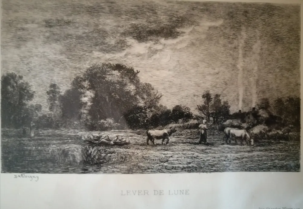 Engraving Daubigny - Lever de lune