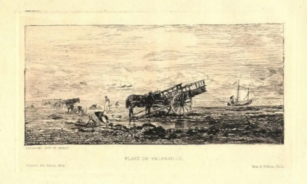 Etching Daubigny - Plage de Villerville