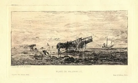 Etching Daubigny - Plage de Villerville