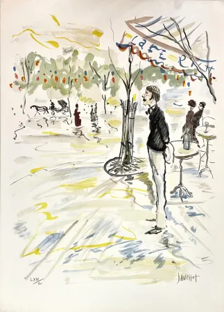Lithograph Dauchot - Café Ritz