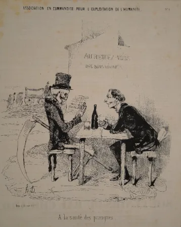 Lithograph Daumier - A la santé des pratiques