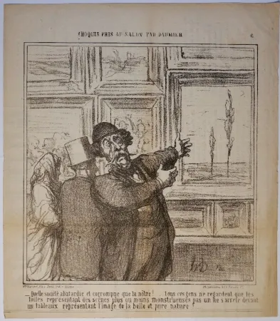 Lithograph Daumier - – Quelle société abatardie et corrompue que la nôtre!.....