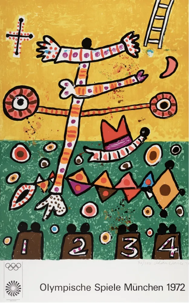 Lithograph Davie -  Untitled, from the Munich Olympics Portfolio, 1971 - Hand-signed