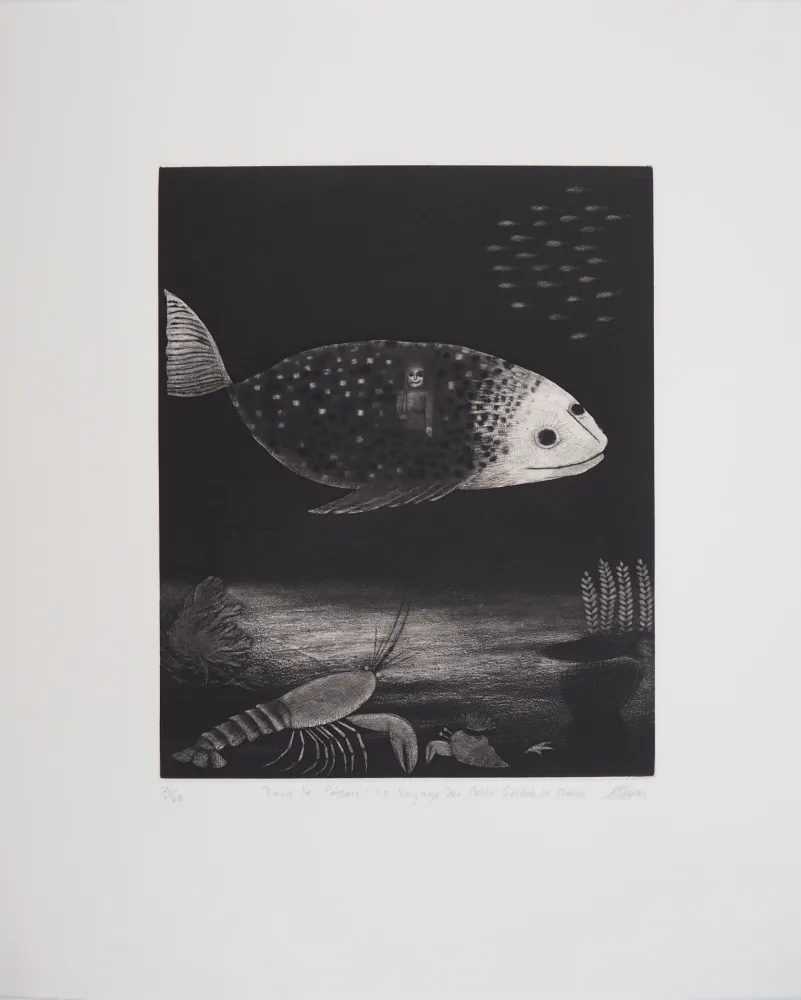 Etching Davies - Dans le Poisson, le Voyage du Petit Soldat de Plomb