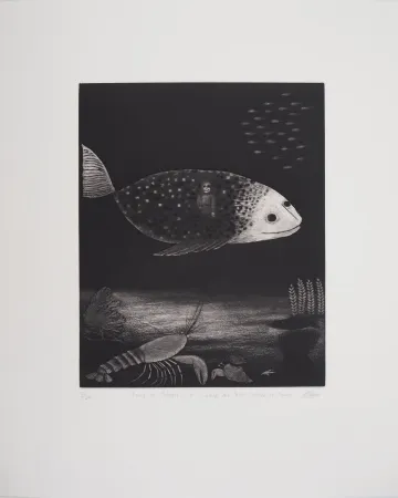 Etching Davies - Dans le Poisson, le Voyage du Petit Soldat de Plomb
