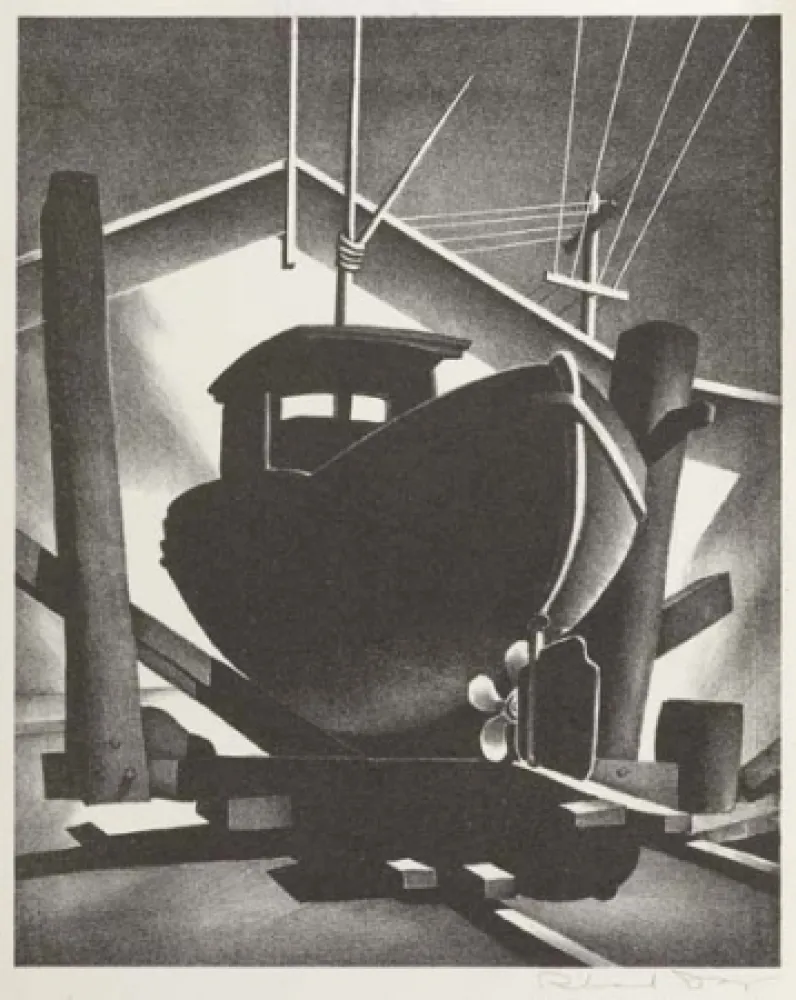 Lithograph Day - Boat on the Ways