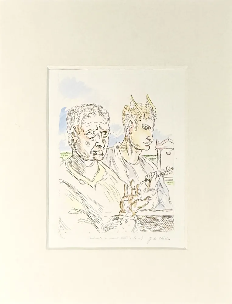 Etching De Chirico - Autoritratto con Mercurio