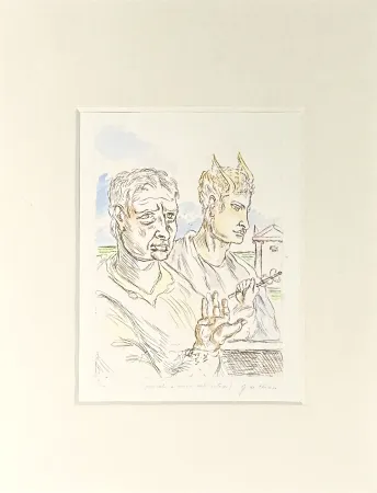 Etching De Chirico - Autoritratto con Mercurio