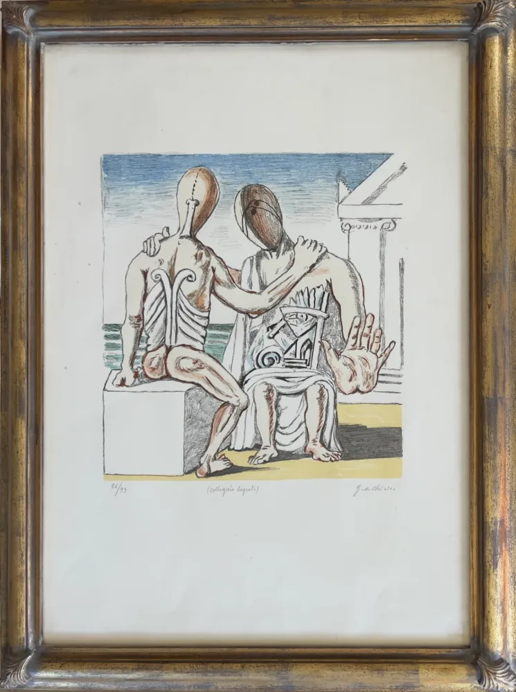 Lithograph De Chirico - Colloquio segreto