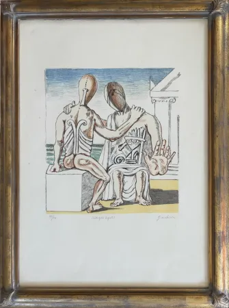 Lithograph De Chirico - Colloquio segreto