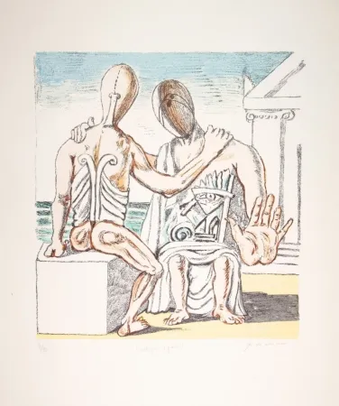 Lithograph De Chirico - Colloquio segreto