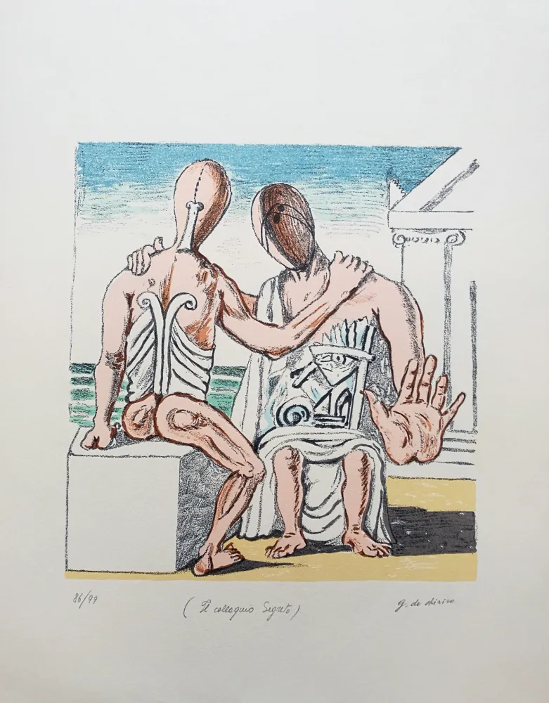 Lithograph De Chirico - Colloquio segreto