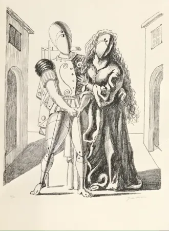 Lithograph De Chirico - Ettore ed Andromaca II