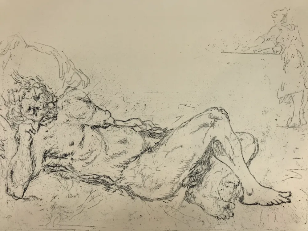 Etching De Chirico - Fauno addormentato