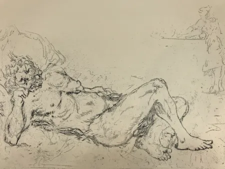 Etching De Chirico - Fauno addormentato