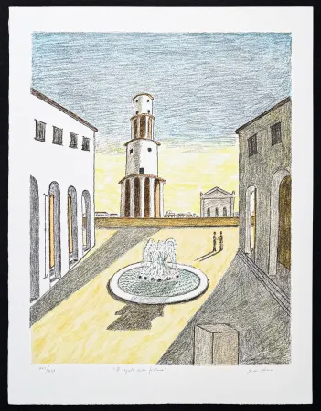 Lithograph De Chirico - Giorgio de Chirico (1888–1978) - Il segreto della fontana - 9-colour lithograph - 1971