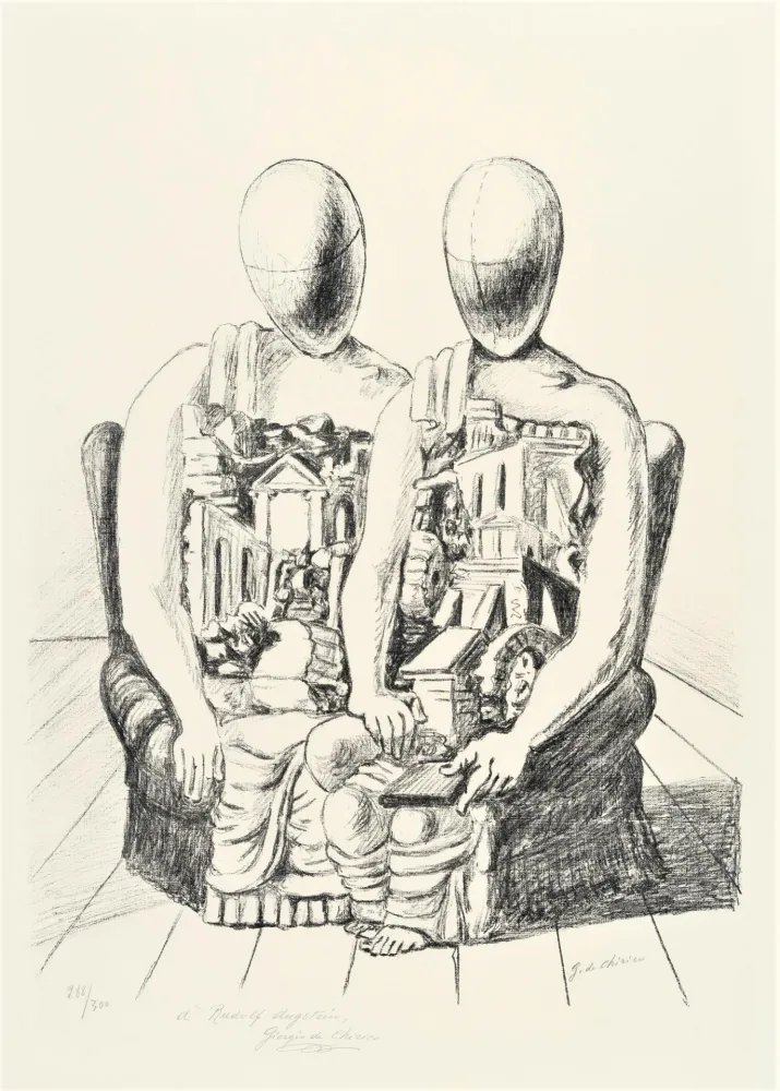 Lithograph De Chirico - Gli Archeologi