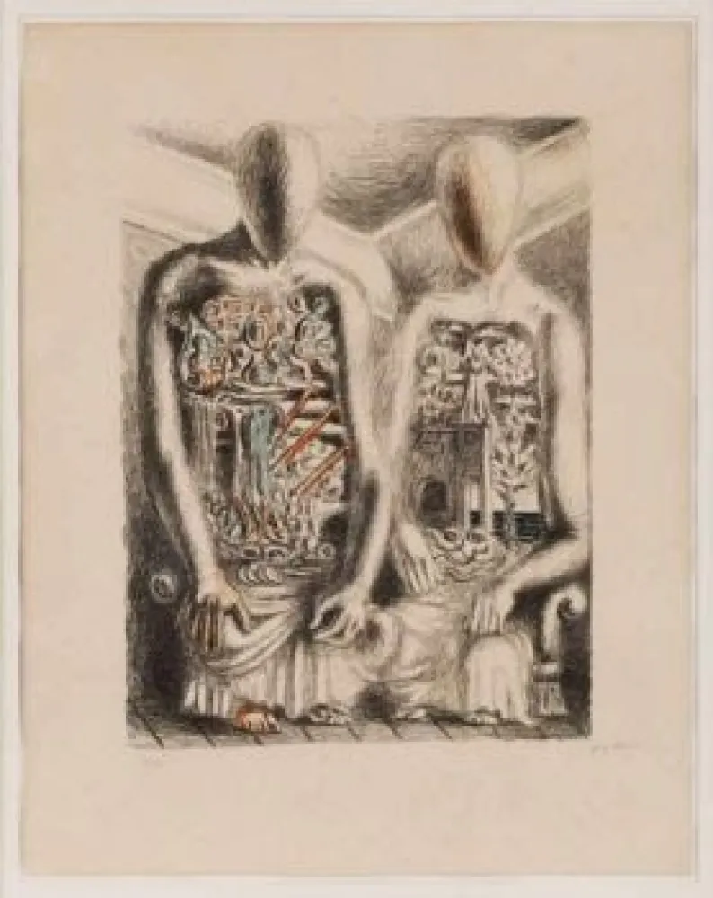 Lithograph De Chirico - Gli Archeologi IV