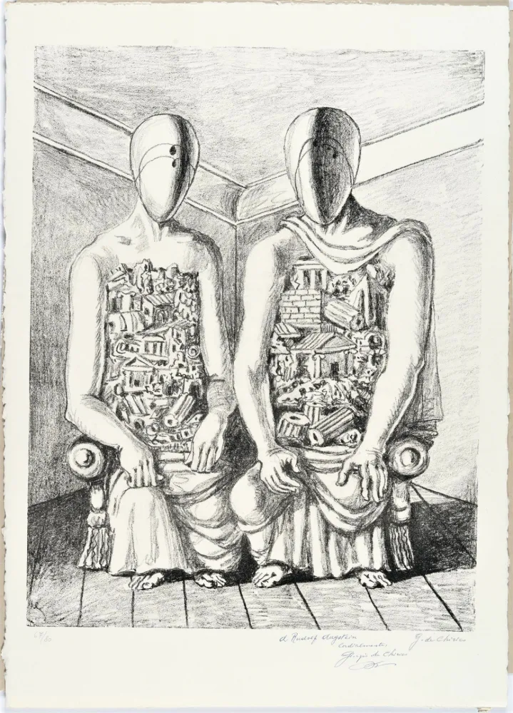 Lithograph De Chirico - Gli Archeologi V