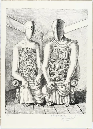 Lithograph De Chirico - Gli Archeologi V