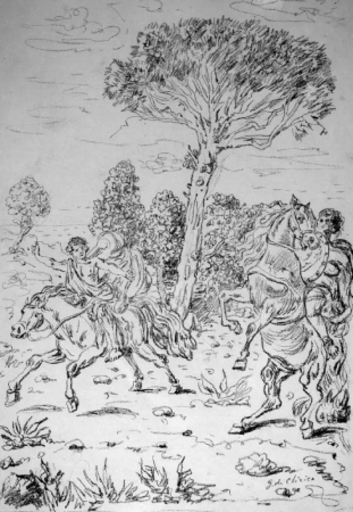 Lithograph De Chirico - I monomachi