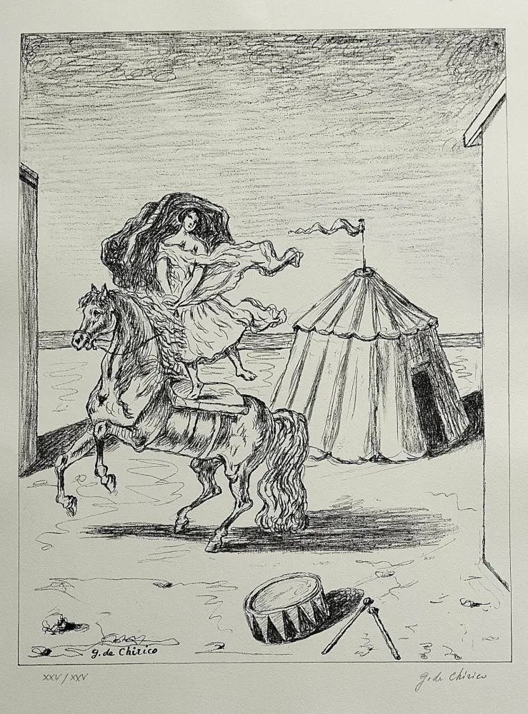 Lithograph De Chirico - La cavallerizza