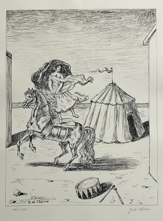 Lithograph De Chirico - La cavallerizza