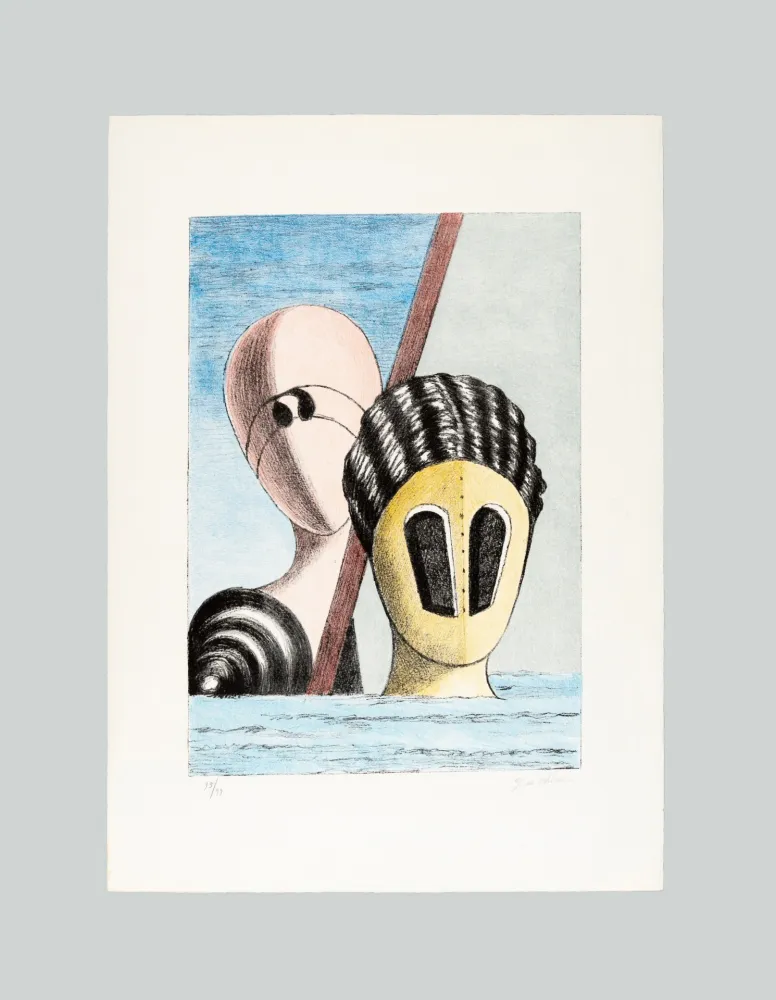 Lithograph De Chirico - Le maschere