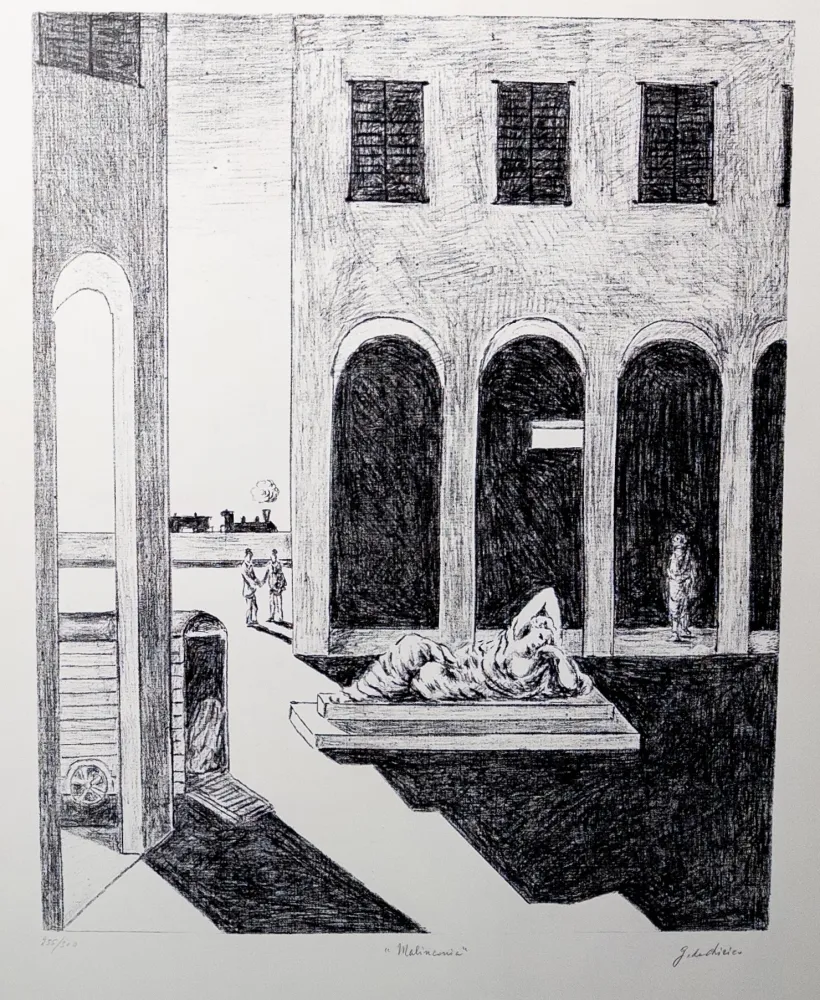 Lithograph De Chirico - Malinconia