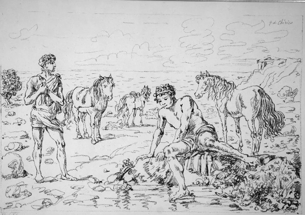 Lithograph De Chirico - Narciso Ippofilo