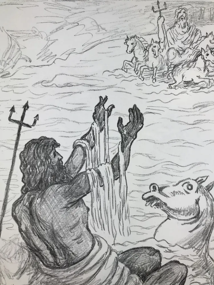 Lithograph De Chirico - Nettuno